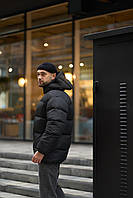 Зимняя комфортная стеганая мужская оверсайз черная куртка, стильный мужской черный пуховик на холодную зиму