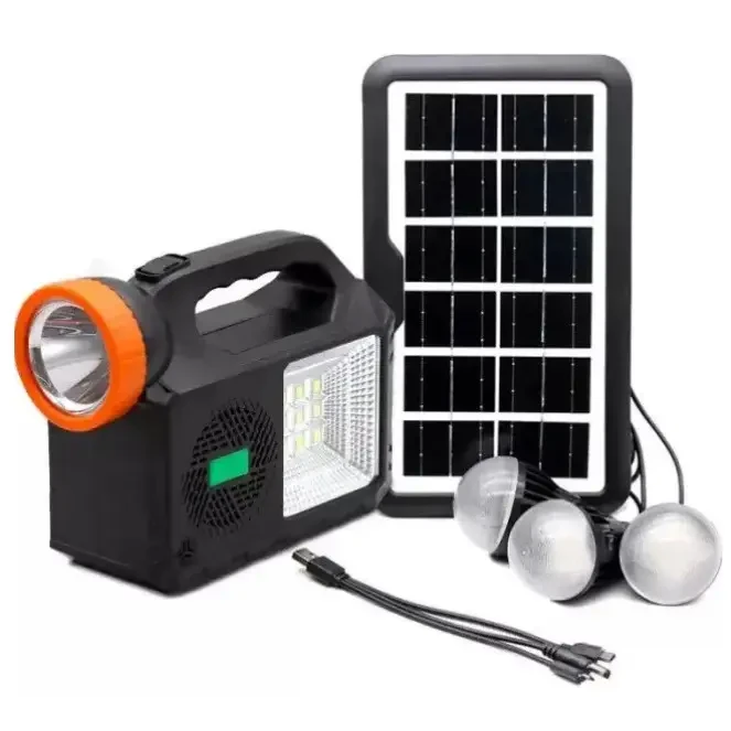 Багатофункціональний LED ліхтар GD-102 із сонячною зарядкою на 3 лампочки та powerbank, фото 1