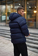 Зимняя удобная стеганая мужская оверсайз синяя куртка, стильный мужской синий пуховик на холодную зиму