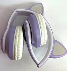 Бездротові дитячі навушники Cat Ear STN-28 з котячими вушками що світяться Bluetooth Бузкові, фото 3