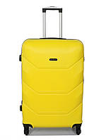 Большой чемодан дорожный на 4 колесах пластиковый желтый MADISSON размер L четырехколесный чемодан прочный
