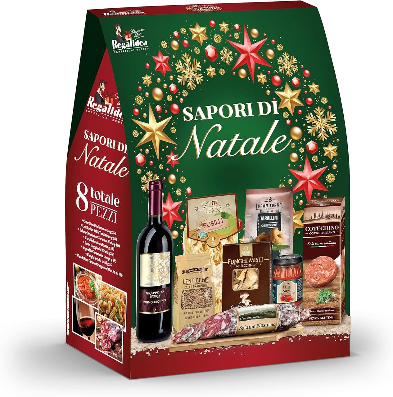 Подарунковий набір Cesto Natalizio Regalidea Sapori di Natale 8 компонентів
