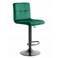 Барный стул со спинкой Bonro (Бонро) B-0106 велюр зеленый с черным основанием (42400406)