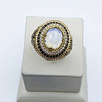 Кольцо серебряное с лунным камнем и кубическим цирконием "Роксолана" 19,5 10,57 г