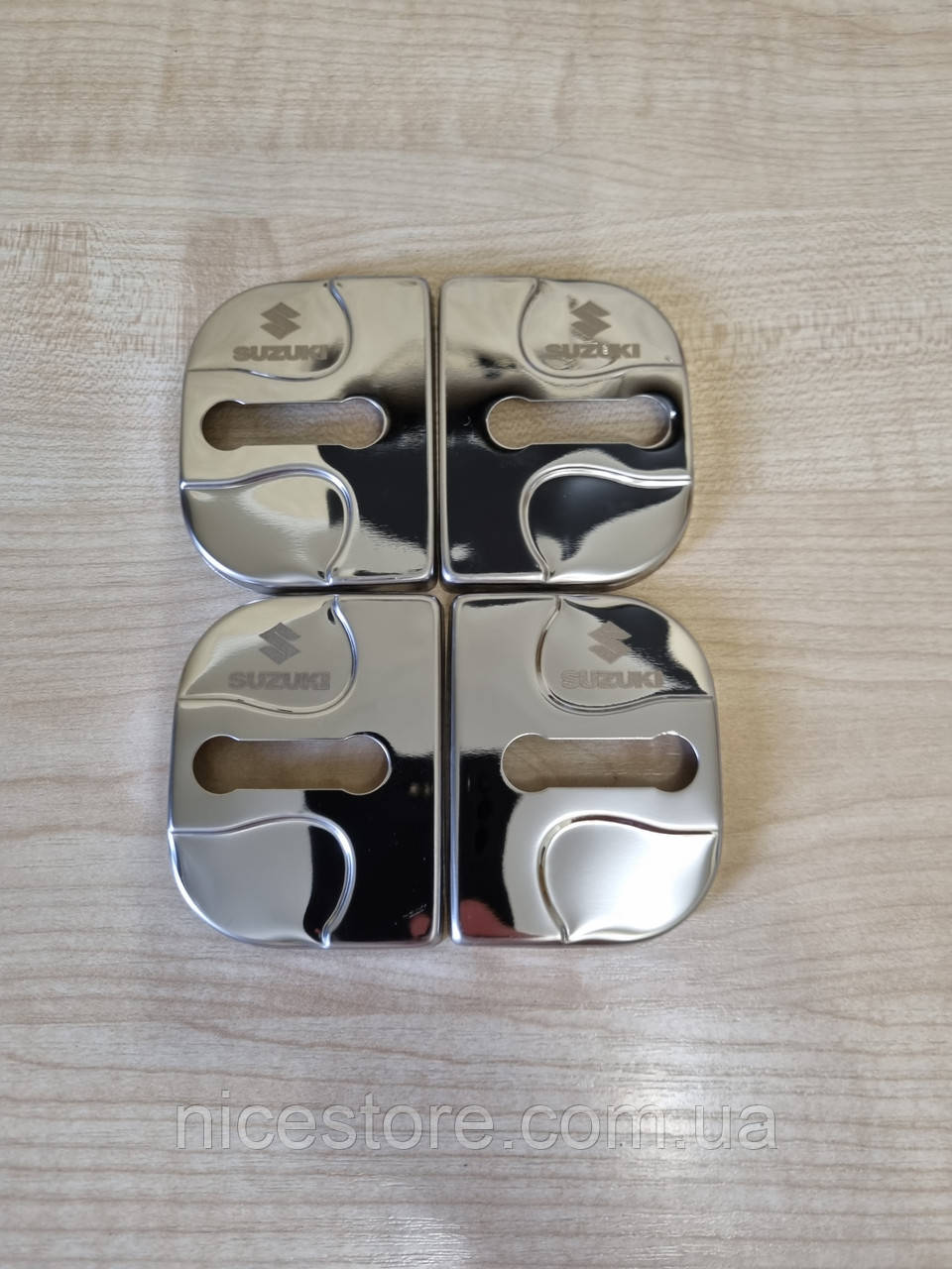 Хром накладки на петли замков дверей автомобиля с логотипом Suzuki style2, фото 1