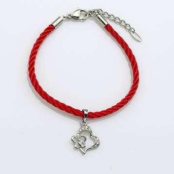 XUPING Браслет Родій Червона нитка Ширина 3мм, Довжина 17-17.5+4см, Кулон Висота 2.4см, Ширина 1.5см