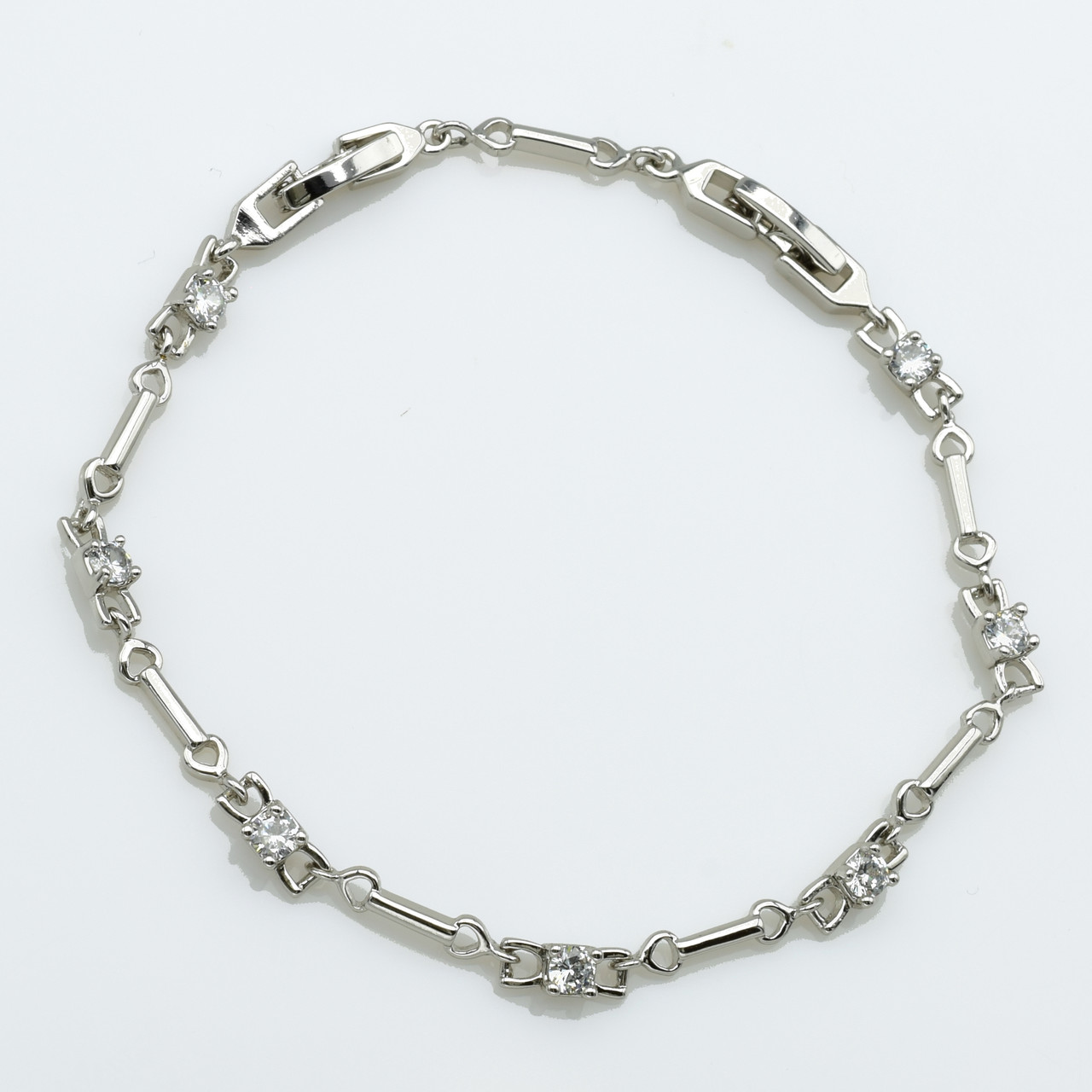 XUPING M&L Браслет Родій з білими цирконами Довжина 16.5+3.5см, Ширина 0.4см
