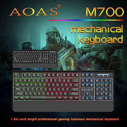 Механічна Клавіатура Ubays AOAS M-700 Професійна Ігрова, Геймерська Клава з підсвічуванням, що світиться, фото 1