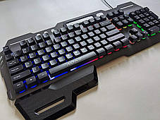Ігрова Клавіатура з RGB-підсвічуванням і Підставкою для Телефону AOAS MODEL M-1000 USB, Геймерська Клава, фото 4