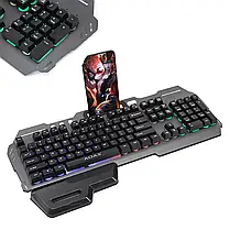 Ігрова Клавіатура з RGB-підсвічуванням і Підставкою для Телефону AOAS MODEL M-1000 USB, Геймерська Клава, фото 5