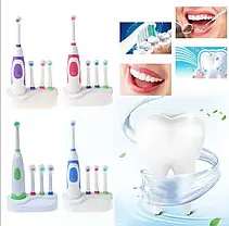 Електрична зубна щітка Electric ToothBrush BR00072, Очищувач зубів на батарейках із таймером, фото 6