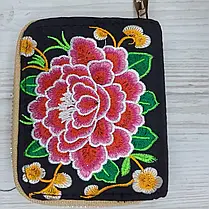 Жіночий Гаманець з Вишивкою Метелик, Квітка Рожевий, Квітка Синій, Стильний Гаманець, фото 2