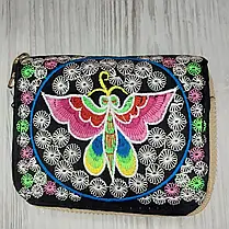 Жіночий Гаманець з Вишивкою Метелик, Квітка Рожевий, Квітка Синій, Стильний Гаманець, фото 3