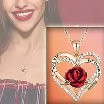 Кулон Серце з трояндою I love You золотий, Heart Charming, фото 4