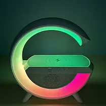 Настільна Лампа, Нічник RGB 3-in-1 HM-3130 Rainbow Light-Wireless Charger-Speaker з Бездротовою Зарядкою RGB 3-in-1 HM-3130, фото 4