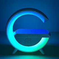 Настільна Лампа, Нічник RGB 3-in-1 HM-3130 Rainbow Light-Wireless Charger-Speaker з Бездротовою Зарядкою RGB 3-in-1 HM-3130, фото 5