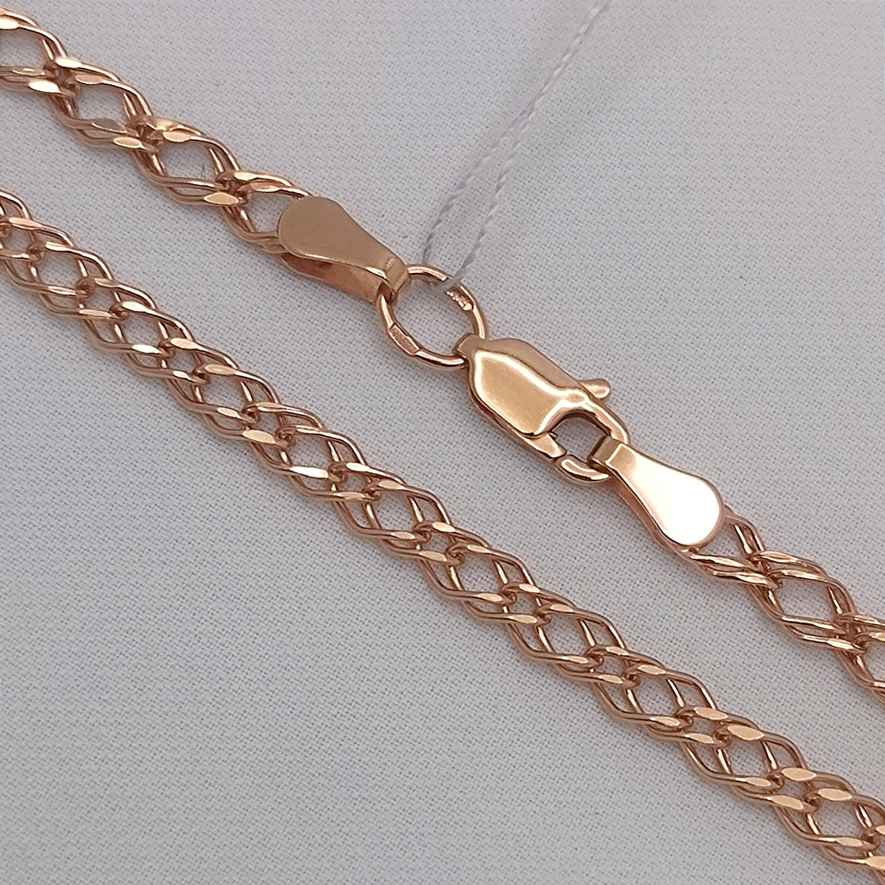 Золотий ланцюжок подвійний ромб, золотая цепь из красного золота, фото 1