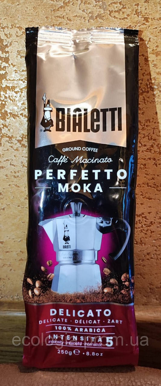 Кава мелена Bialetti perfetto moka delicato intensita 5 Італія 250 г Середня обсмажування 100% арабіка