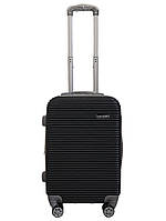 Пластиковый прочный дорожный чемодан на колесиках CARBON 147 S цвет черный чемоданчик на 4 колесах маленькый