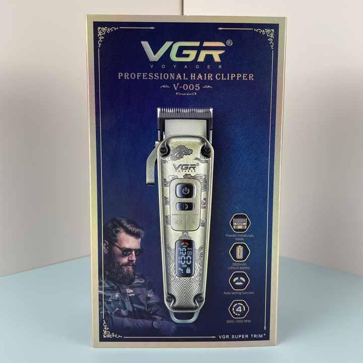 Акумуляторна машинка для стриження волосся VGR тример на акумуляторі з LED-дисплеєм для стриження вусів і бороди
