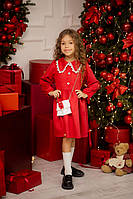 Нарядное детское платье замшевое с сумочкой (110 размер) красное
