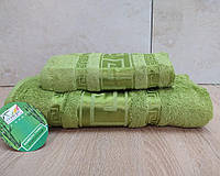 Набор турецких бамбуковых махровых полотенец Cestepe 50х90+70х140 Bamboo Grek Light green