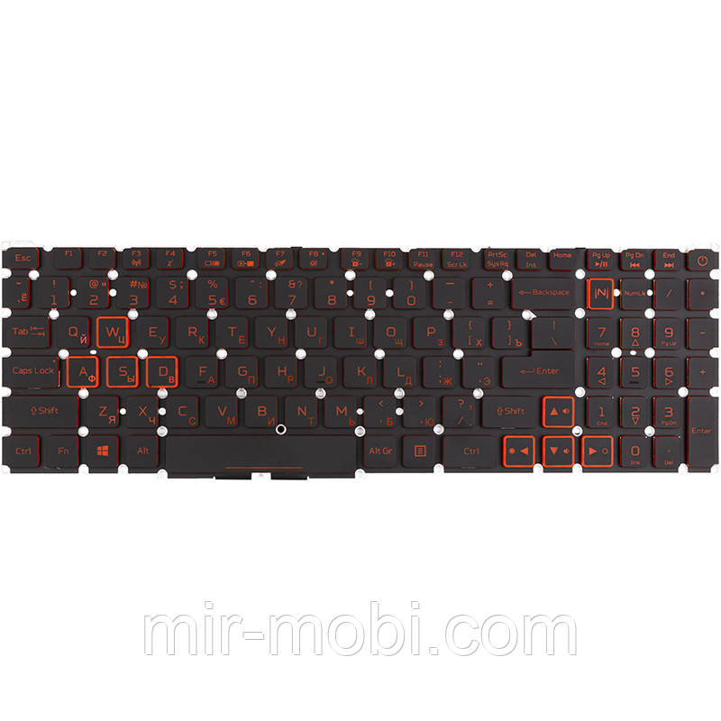 Клавіатура для ноутбука Acer Nitro 5 AN515-56 чорна, без фрейму, підсвітка