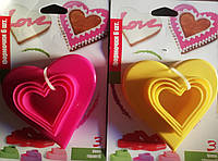 Формочки для выпечки "Сердечки" (3 шт. в уп.) (цена за упаковку) (10,5 х 9,5 см)