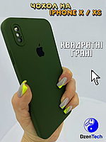 Силиконовый чехол на Айфон Х / Хс с квадратными углами Хаки | iPhone X / Xs SoftCase ArmyGreen