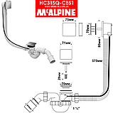 Сифон для ванни автомат преміум квадратний хромований HC31SQ-CBS1 McALPINE, фото 2