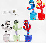 М’яка іграшка С 62927 5 видів, “Супергерой”, підсвічування, повторюшка, танцює, пісні, USB-кабель,, фото 4