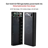 Powerbank 2 USB 8x21700 / 18650 / Корпус Повербанк зі швидким заряджанням QC3.0 22.5W, фото 8
