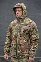 Зимняя военная куртка с капюшоном мультикам / Мужская Куртка Thermo-Loft с Липучками под шевроны XL
