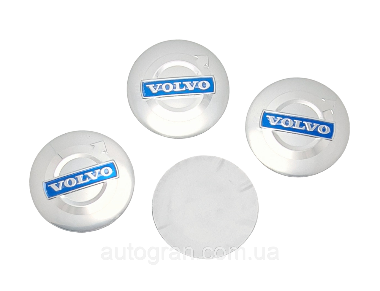 Наклейки на ковпачки литих дисків Volvo 56 мм серебро, фото 1