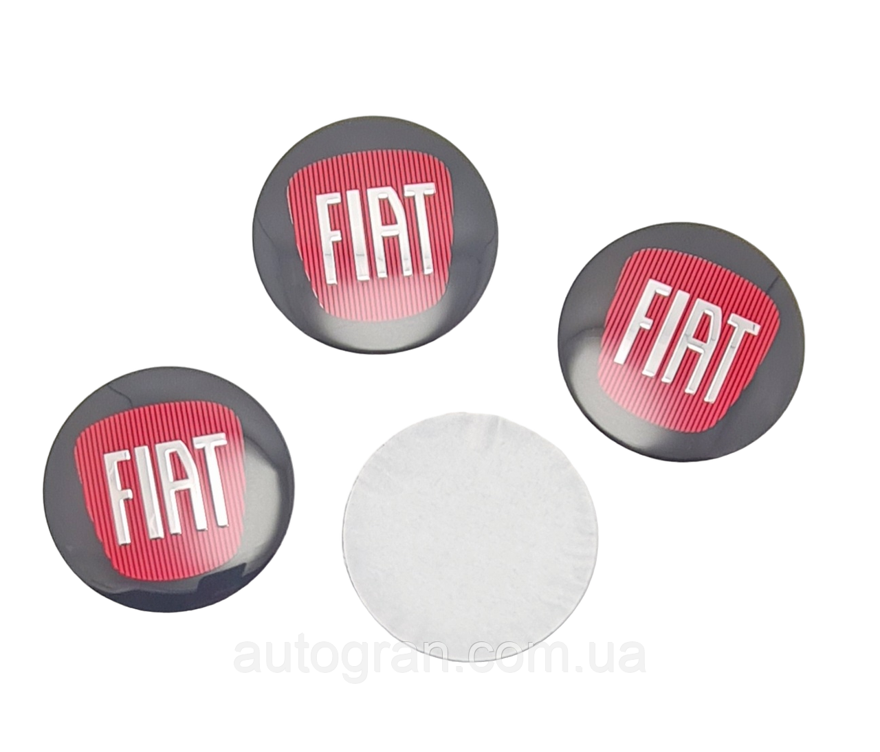 Наклейки на ковпачки литих дисків Fiat 56мм чорні