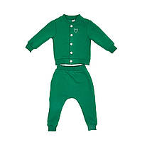 Костюм Twins трикотажный утепленный (бомбер, брюки), green, зеленый, 80