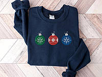Свитшот Christmas Embroidered синий Крутое и качественное худи с вышивкой для пар Печать на толстовках
