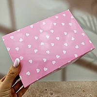 Коробка "Мини-кейк" Розовая с сердцами 18х12х8 см