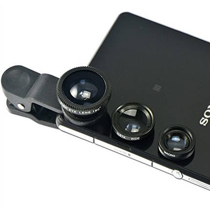 Об'єктиви для телефону 3 в 1 (риб'яче око, ширококутна, макролінза), фото 2