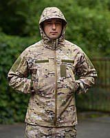 Мужская тактическая куртка Softshell с капюшоном и липучками под шевроны мультикам