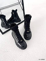 Женские ботинки лаковая кожа черные демисезонные на высокой платформе 37