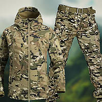 Тактичний костюм куртка і штани Soft Shell мультикам на флісі