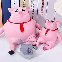 Игрушка антистресс Эластичная свинья Сквиш Pink Pig BIG 25 см