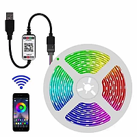 Светодиодная LED лента 10 м RGB 5050 с Bluetooth приложением водостойкая от USB