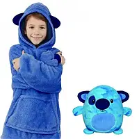 Детская игрушка-плед, трансформирующаяся в худи с капюшоном Huggle Pets Синий