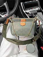 Женская сумка Louis Vuitton Multi Pochette Olive (оливковая) изящная вместительная сумка AS291 vkross