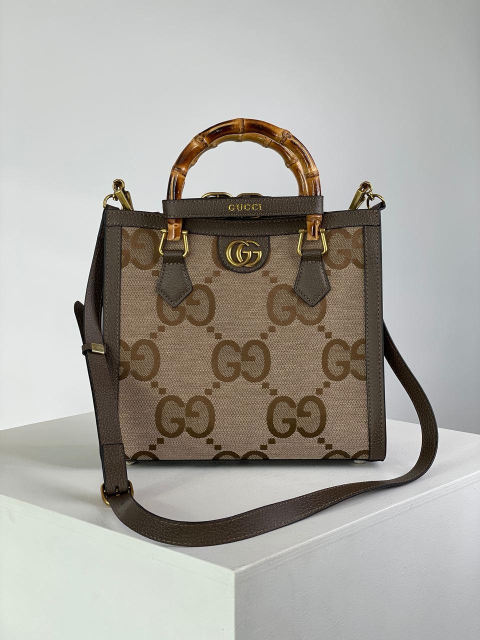 Жіноча сумка Gucci Premium (коричнева з бежевим) красива повсякденна маленька сумочка Gi91099 vkross
