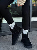 Мужские стильные угги Ugg Mini Black Suede (черные) модная зимняя обувь UG075 Угги cross