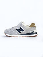 Женские зимние кроссовки New Balance 574 (серые) повседневные спортивные стильные кроссы арт7602 Нью Беленс