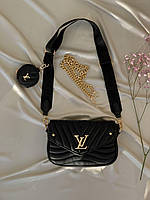 Женская сумка Louis Vuitton Wave Black (чёрная) изящная вместительная сумка AS001 cross